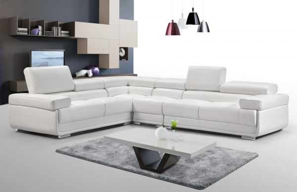 2119 Sectional Sofa Set in Premium White Leather | Esf Furniture .