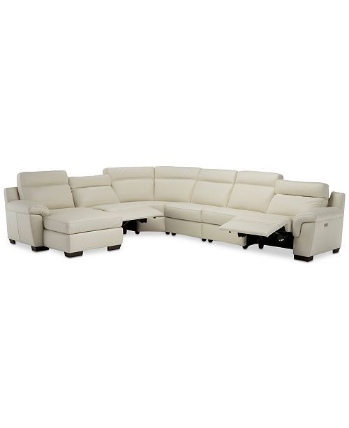 Furniture Julius II 150" 6-Pc. Leather Chaise Sectional Sofa With .