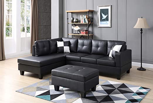 Amazon.com: Sectional Sofa with Reversible Chaise, Storage Ottoman .