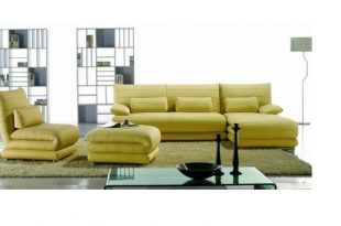 Yellow Leather Sectional | Sectional sofas with ottoman .