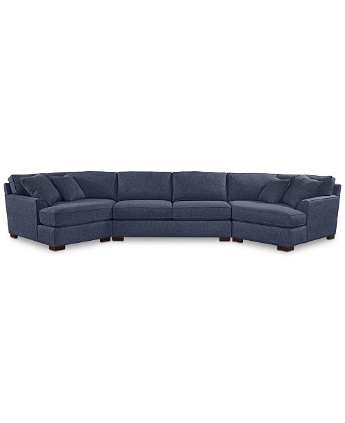 Furniture CLOSEOUT! Carena 3-Pc. Fabric Sectional with Apartment .