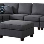 Irma Dark Gray Linen 8Pc Modular Sectional Sofa Chaise and Ottoman .