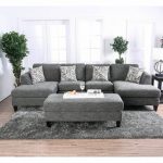Lowry Gray Chenille Sectional Sofa w/ Ottoman by Furniture of Ameri