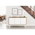 Chique Furniture Sienna Walnut and White Sideboard with 3-Doors .