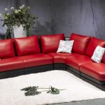 Modern Red/Black Leather Sectional Sofa TOS-FY7