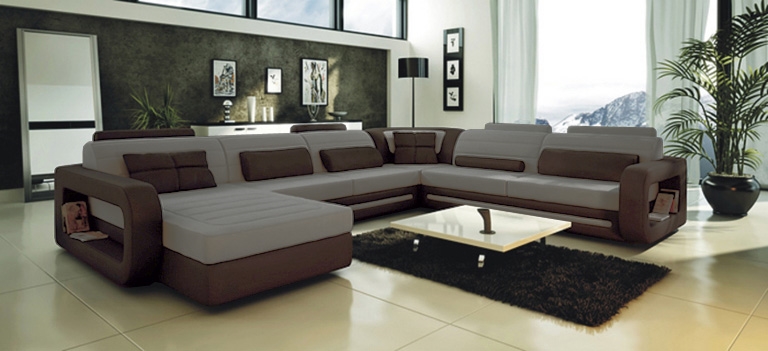 Ultra Modern Grey Leather Sectional Sofa CP-2200-