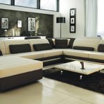 Ultra Modern Cream and Black Leather Sectional Sofa CP-22