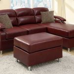 Modern Small Burgundy Leather Sectional Sofa Reversible Chaise .