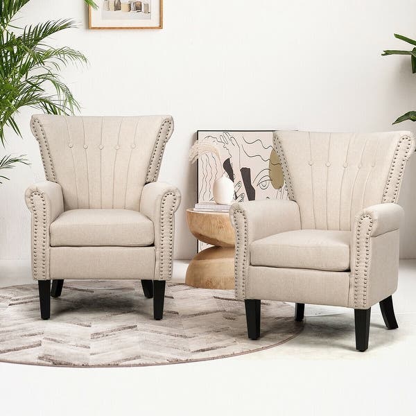 Shop Gymax Set of 2 Upholstered Accent Chair Leisure Single Sofa w .
