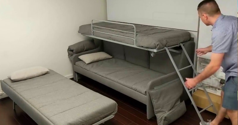 A Transforming Italian Sofa Bunk Bed With 3 Hidden Single Bed