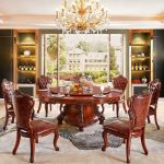 China Round Rotary Dining Table with Wood Sofa Chair for Home .