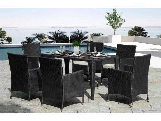7 Piece Outdoor Patio Furniture Set, 6 All-Weather Patio Chairs .