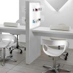 New double white beauty stations nail desks manicure bar tables .