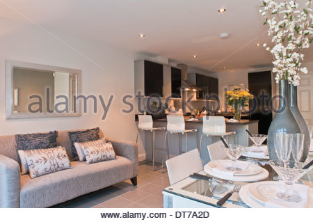 Show home kitchen / diner with sofa Stock Photo - Ala