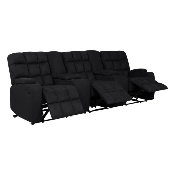ProLounger 3-Seat Black Microfiber Wall Hugger Recliner Sofa with .