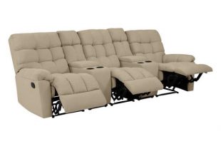 ProLounger 3-Seat Tufted Recliner Sofa with 2-Storage Consoles and .