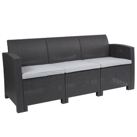 Stockwell Patio Sofa with Cushions | Grey cushions, Rattan sofa .