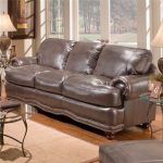 Stratford Olympus Stationary Leather Sofa with Nail Head Trim .