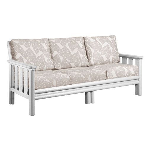 Stratford Sofa in White-Radiant Silver Sunbrella Cushions | Patio so