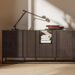 Tate Sideboard Collection with metal base and lacquered elemen