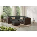 Hampton Bay Fernlake 4-Piece Taupe Wicker Outdoor Patio Sectional .