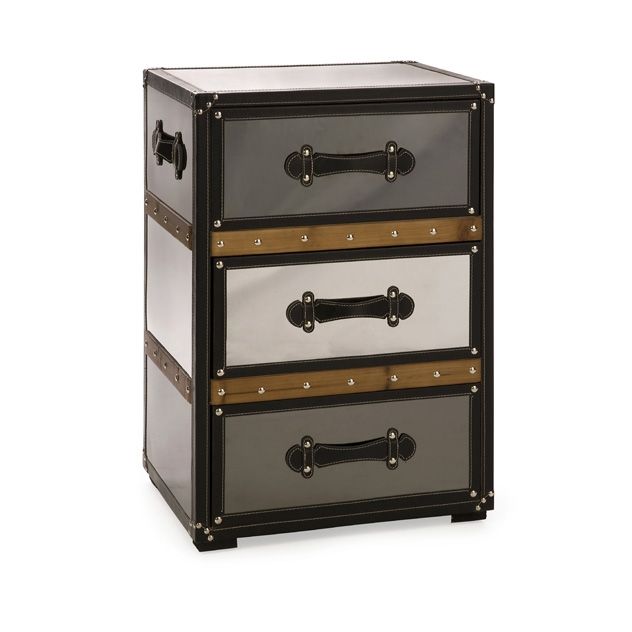 Three drawer metal trunk nightstand $272 | Furniture, Storage, Dec