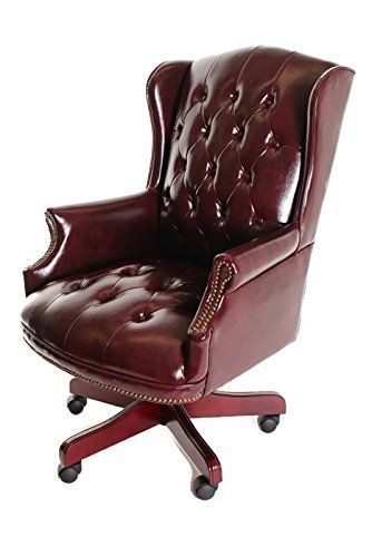 Traditional Executive Chair Button Tufted Style Leather b .