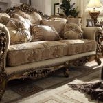 HD-506-S Traditional Sofa in Gold Fabric by Homey Desi