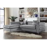 Chic Home Monet Velvet Modern Button Tufted Sectional Sofa with .