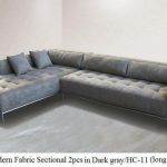 2PC Dark Gray Microfiber Modern tufted Sectional Sofa #1701 (Small .