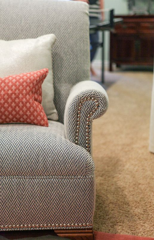 Herringbone / tweed fabric on sofa | Couch fabrics upholstery .