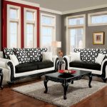 SM7600 2 pc dolphy two tone black fabric white leatherette sofa and .