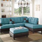Buy BLUE POLYFIBER TWO TONE SECTIONAL OTTOMAN SOFA SET in Los Angel