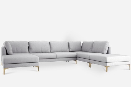 Adams U-Shape Sectional Sofa with Chaise, Dove Gray, Left Facing .