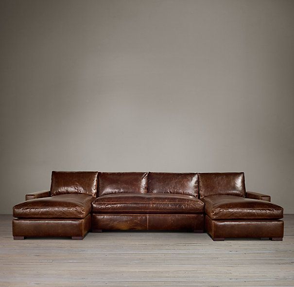 Maxwell Leather U-Chaise Sectional | Leather sectional, Leather .