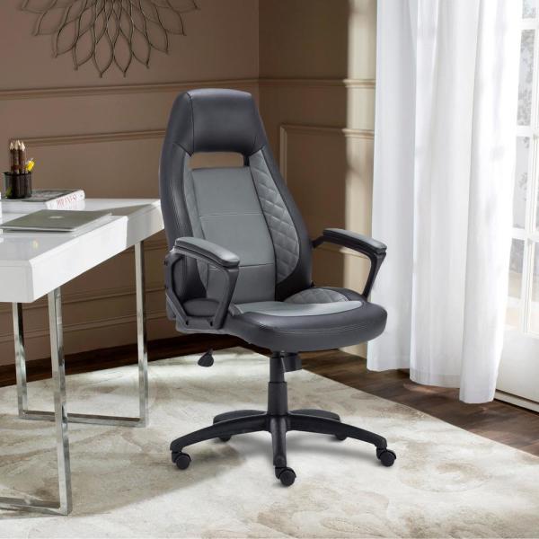 Boyel Living Grey Swivel Executive Office Chair with Unique .