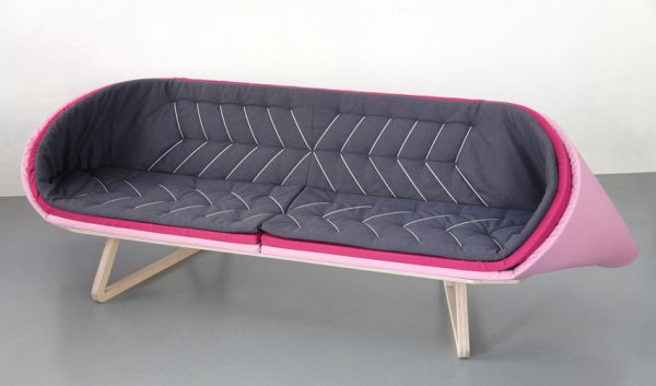 Layered sofa with an unusual sha