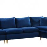 Selene Contemporary Plush Navy Blue Velvet Sectional Sofa with .