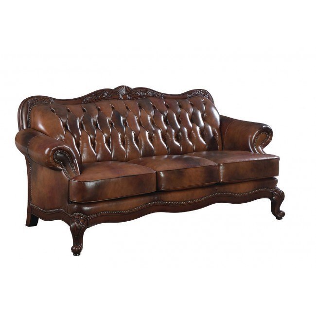 Victoria Rolled Arm Leather Sofa Coaster Furniture | FurniturePi