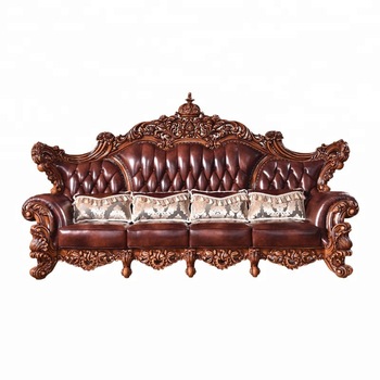 Antique Style Sofa Set For Living Room Furniture Genuine Leather .
