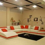 Miami Contemporary Leather Sectional Sofa Set - White / Red .