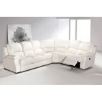 Esprit White Leather Corner Sofa with Electric Recliner&Sofabed .