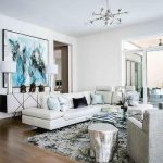 Modern White Leather Sectional with Pale Blue Pillows | Modern .