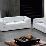 White Leather Sofa Set with Crystals HE-708 | Leather Sof