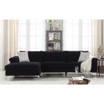 Modern Large Velvet Fabric Sectional Sofa, L-Shape Couch with .
