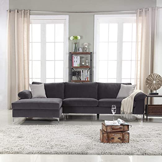 Amazon.com: Divano Roma Furniture Modern Large Velvet Fabric .