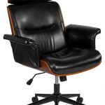 Offex Leather High Back Walnut Wood Executive Swivel Office Chair .