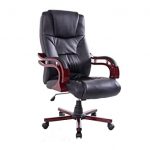 HomCom PU Leather / Wood High Back Executive Office Chair - Black .
