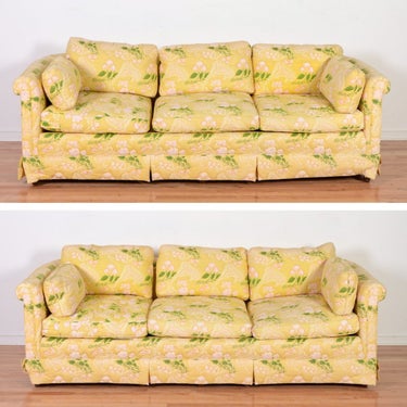 Pair yellow chintz sofas by Baker - Apr 18, 2015 | Millea Bros Ltd .