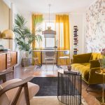 Mustard-yellow sofa, table and chairs … – Buy image – 12488289 .